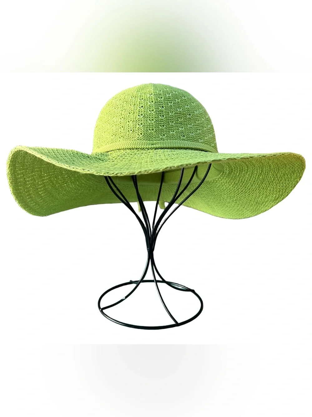 Vintage Lime Green Wide Brim Sunhat